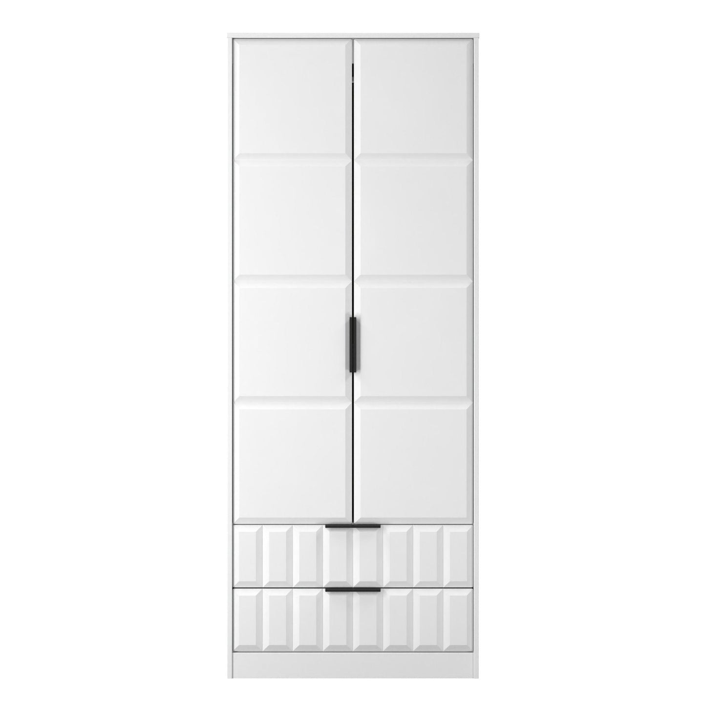New York C Tall Wardrobe White 2 Doors 2 Drawers 77cm