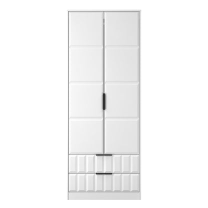 New York C Tall Wardrobe White 2 Doors 2 Drawers 77cm