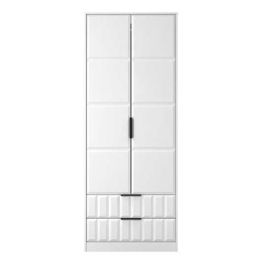 New York C Tall Wardrobe White 2 Doors 2 Drawers 77cm