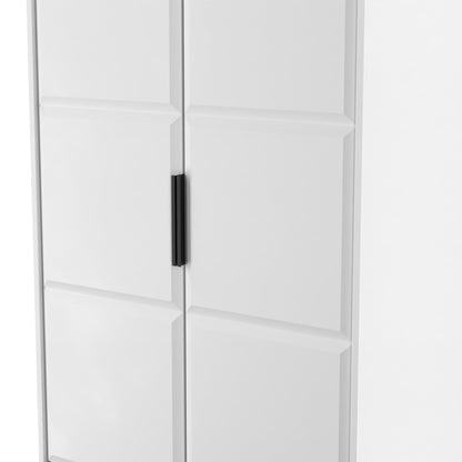 New York C Tall Wardrobe White 2 Doors 2 Drawers 77cm