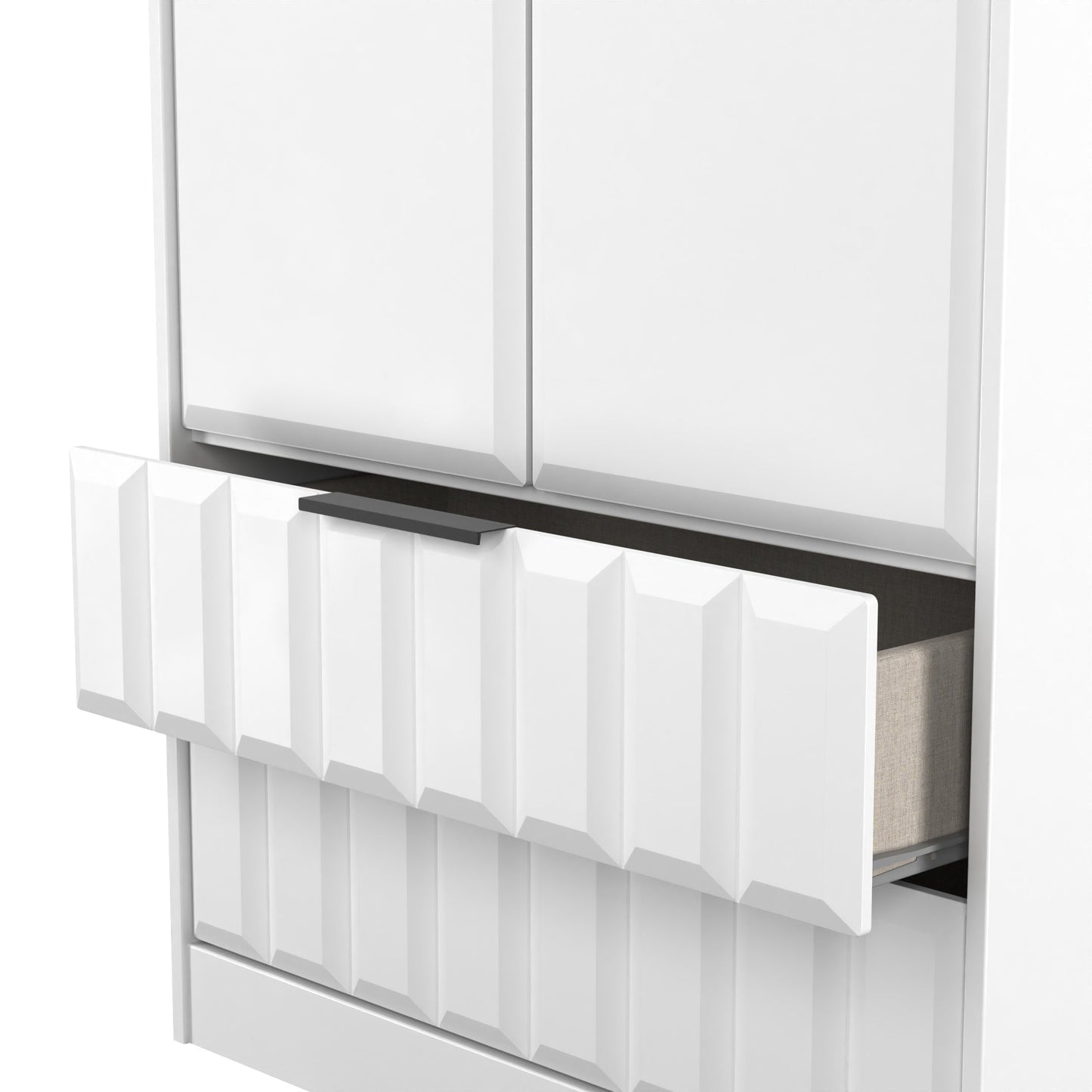 New York C Tall Wardrobe White 2 Doors 2 Drawers 77cm