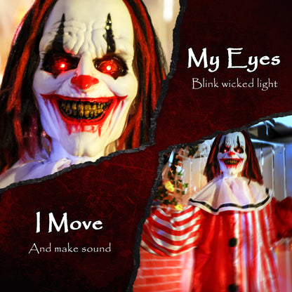 Animated Scary Clown Halloween Decoration - 165cm