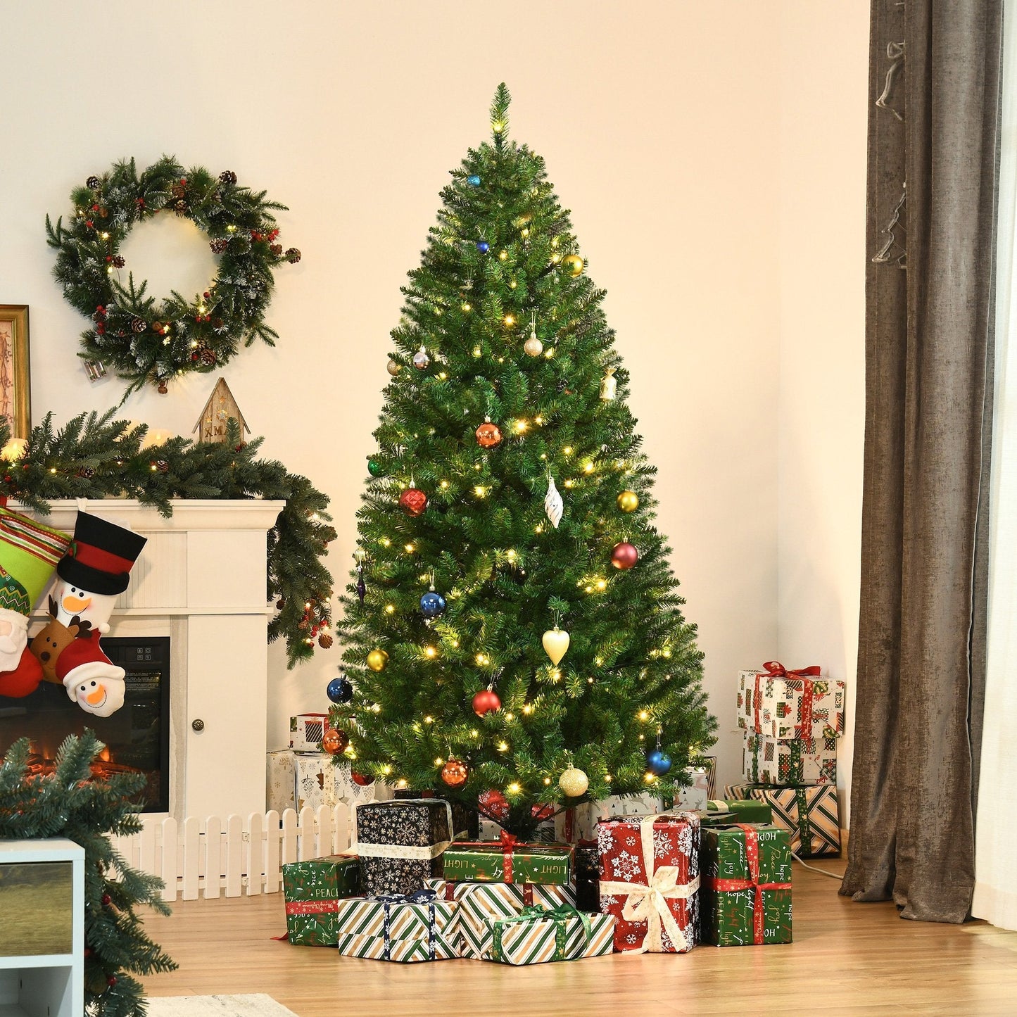 6 Foot Prelit Artificial Christmas Tree with Warm White LED Light Holiday Home Decoration Primary Image