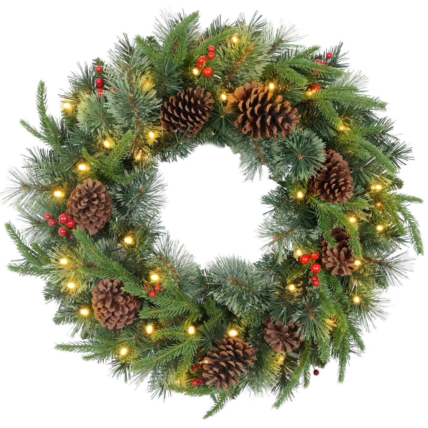 Pinecones & Berries Wreath Christmas Decoration - 60cm Primary Image