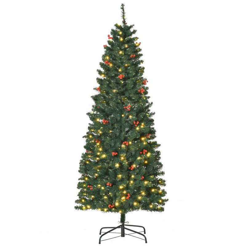 6 Foot Prelit Artificial Pencil Christmas Tree with Warm White LED Light