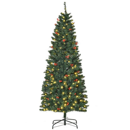 6 Foot Prelit Artificial Pencil Christmas Tree with Warm White LED Light
