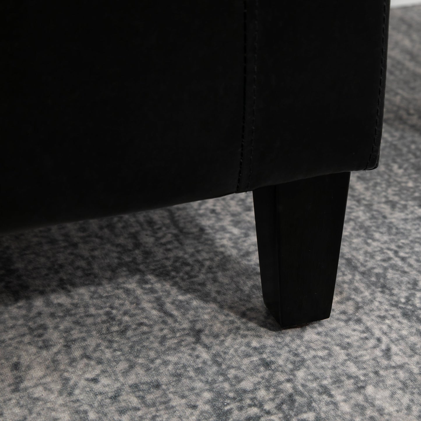 Homcom PU Leather Storage Ottoman Bench Storage Chest Tufted Ottoman Cube w/ Flipping Top 92L x 40W x 40H cm Black