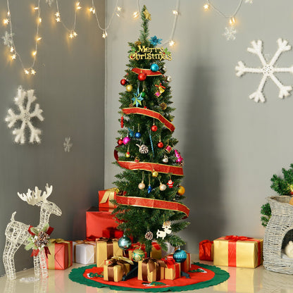 5 Foot Artificial Pine Pencil Slim Tall Christmas Tree with 294 Branch Tips Xmas Holiday Décor with Stand Green Primary Image