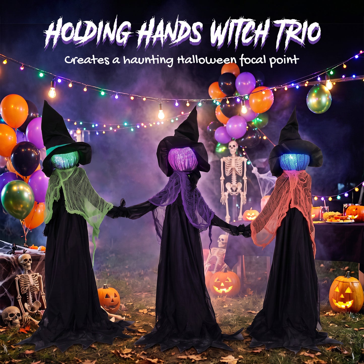 3 x Witch s Halloween Decoration - 120cm