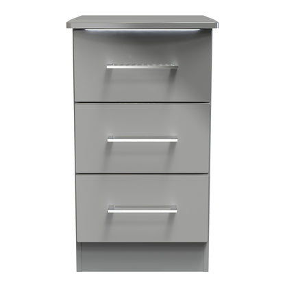 Paris Bedside Table Grey 3 Drawers 40cm