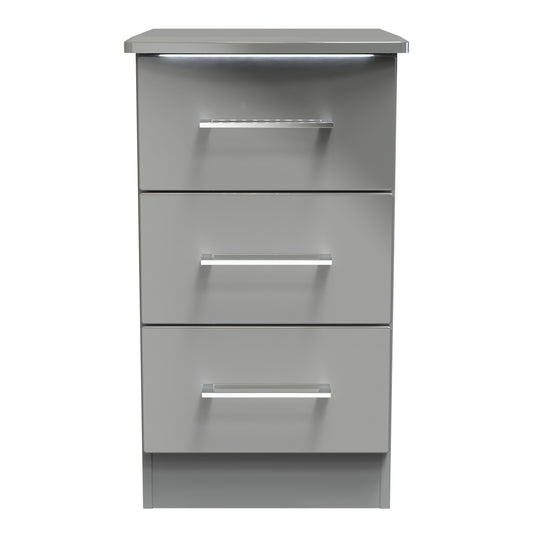 Paris Bedside Table Grey 3 Drawers 40cm