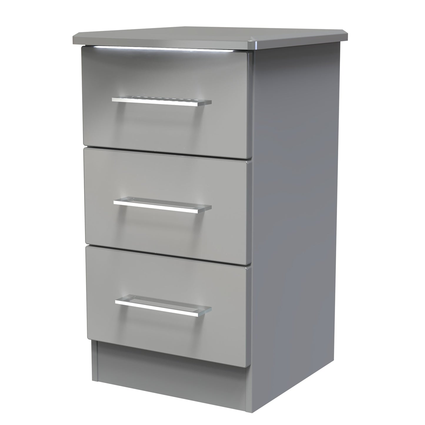 Paris Bedside Table Grey 3 Drawers 40cm