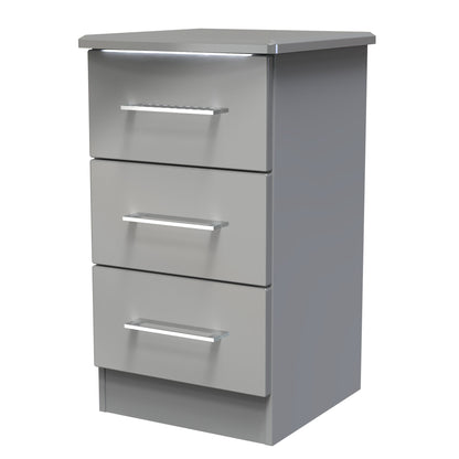 Paris Bedside Table Grey 3 Drawers 40cm