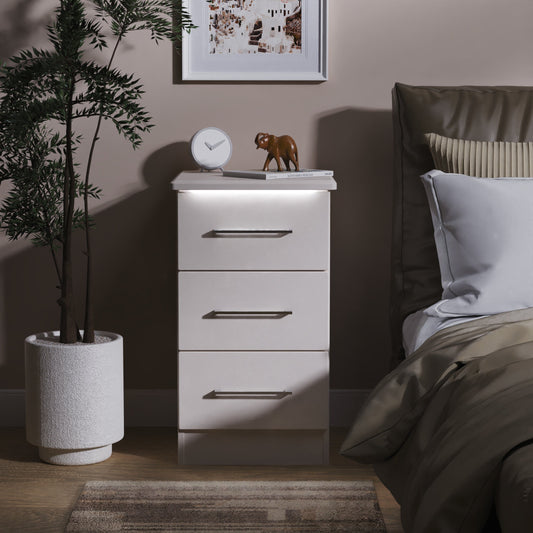 Paris Bedside Table Off-white 3 Drawers 40cm