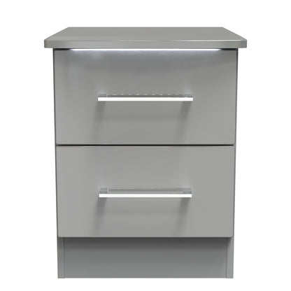 Paris Bedside Table Grey 2 Drawers 40cm