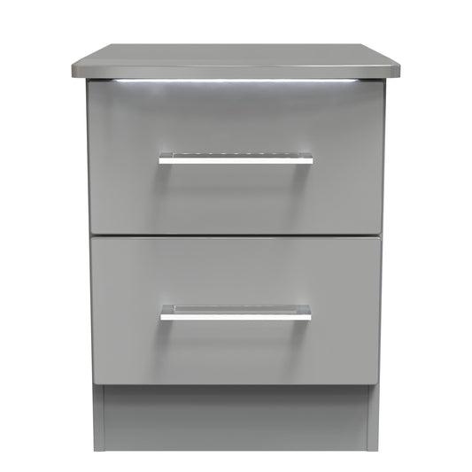 Paris Bedside Table Grey 2 Drawers 40cm