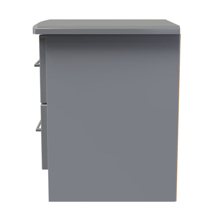 Paris Bedside Table Grey 2 Drawers 40cm