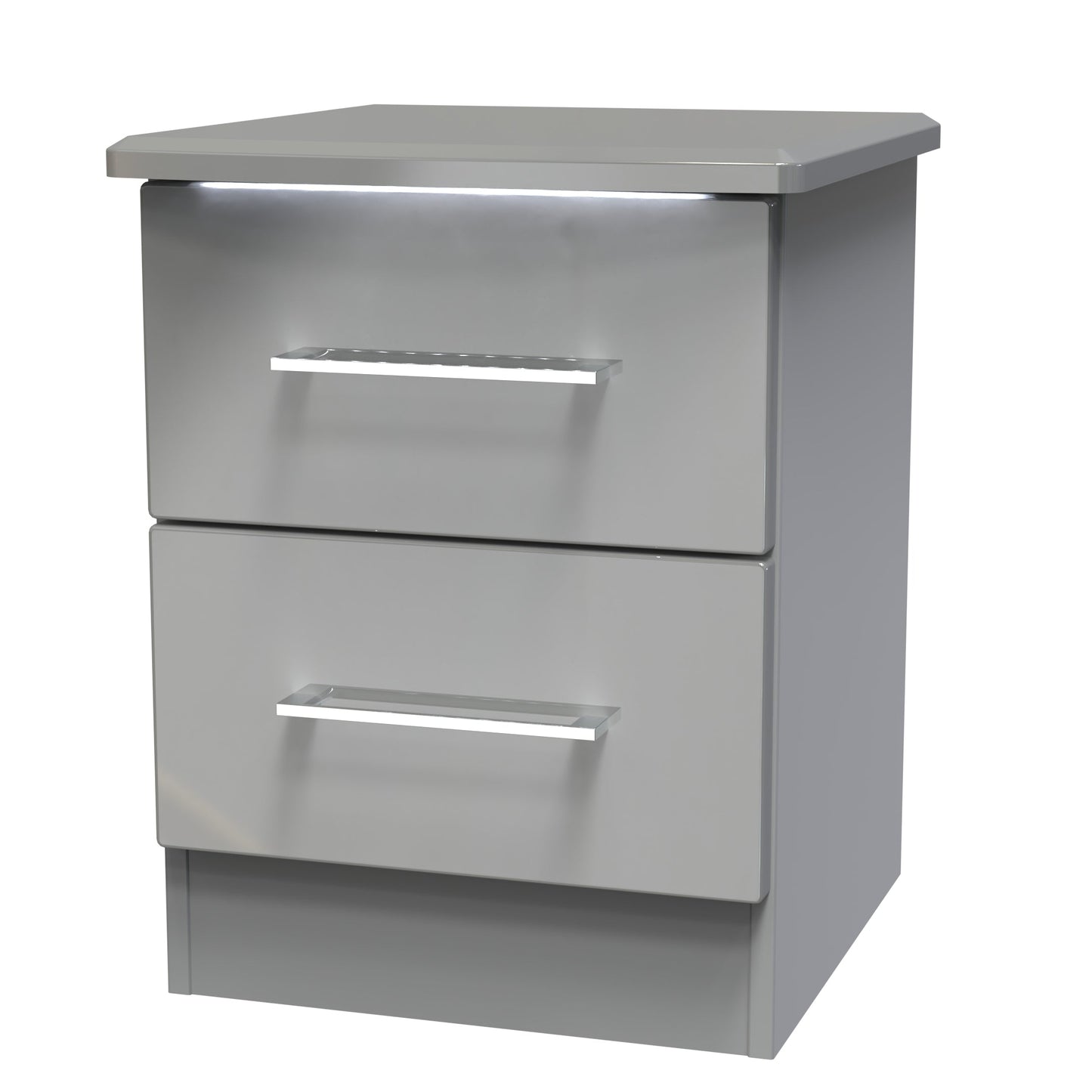 Paris Bedside Table Grey 2 Drawers 40cm