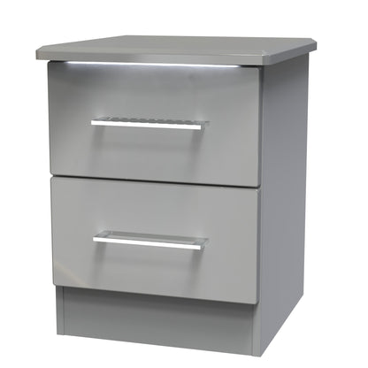 Paris Bedside Table Grey 2 Drawers 40cm