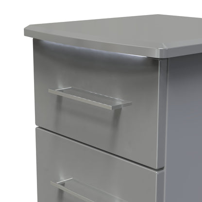 Paris Bedside Table Grey 2 Drawers 40cm