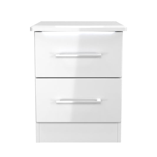 Paris Bedside Table White 2 Drawers 40cm