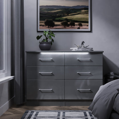 Paris Large Chest of Drawers Grey 6 Drawers 112cm