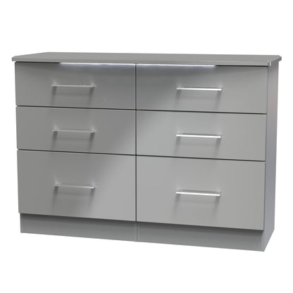 Paris Large Chest of Drawers Grey 6 Drawers 112cm