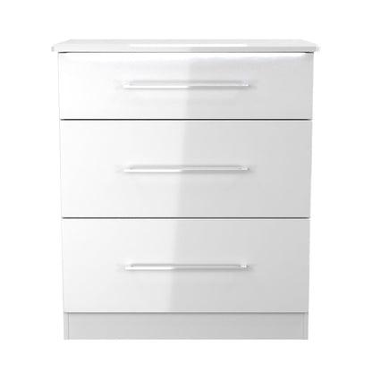 Paris Chest of Drawers White 3 Drawers 77cm