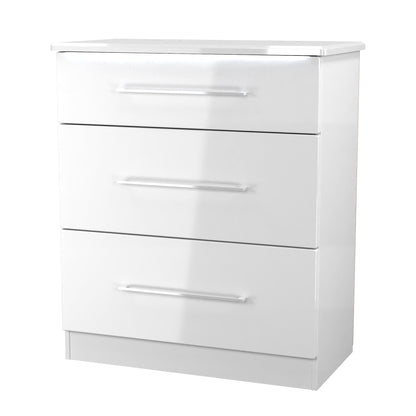 Paris Chest of Drawers White 3 Drawers 77cm
