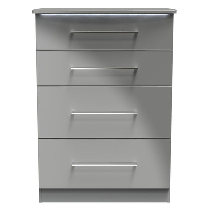Paris Tall Chest of Drawers Grey 4 Drawers 77cm