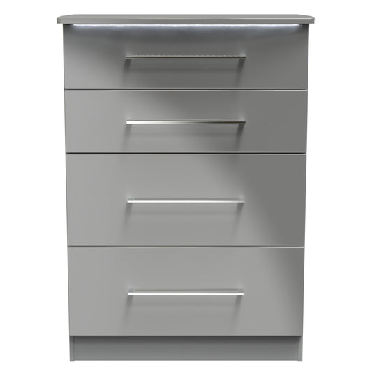 Paris Tall Chest of Drawers Grey 4 Drawers 77cm