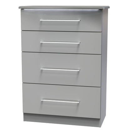Paris Tall Chest of Drawers Grey 4 Drawers 77cm