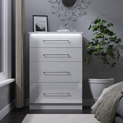 Paris Tall Chest of Drawers White 4 Drawers 77cm