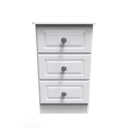 Pembroke Bedside Table White 3 Drawers 40cm