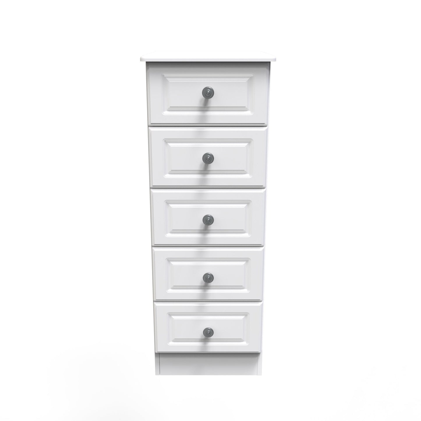 Pembroke Tall Tallboy White 5 Drawers 40cm
