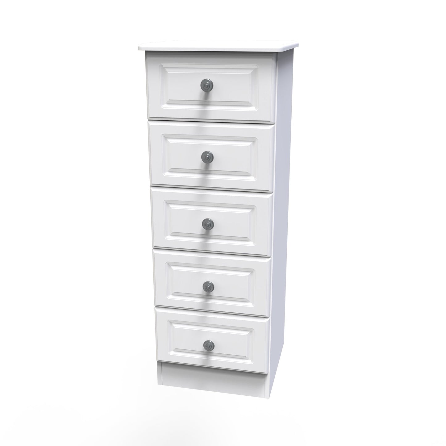 Pembroke Tall Tallboy White 5 Drawers 40cm