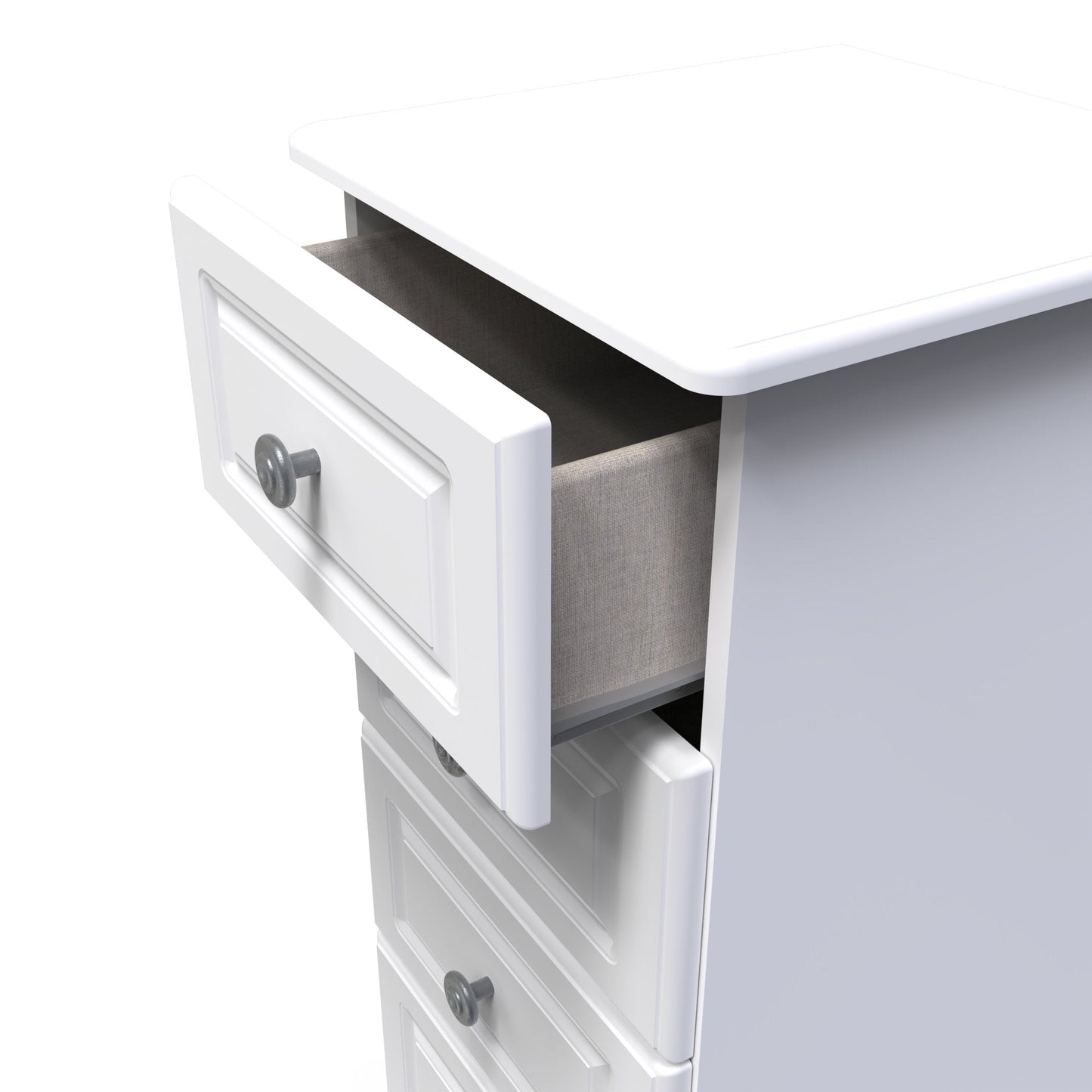 Pembroke Tall Tallboy White 5 Drawers 40cm