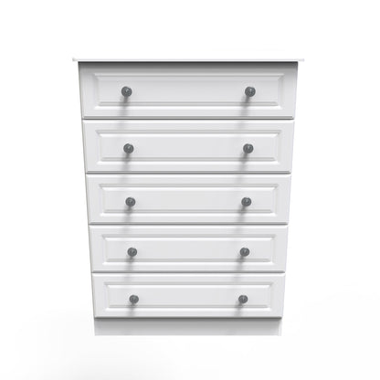 Pembroke Tall Chest of Drawers White 5 Drawers 77cm