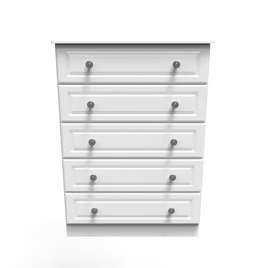 Pembroke Tall Chest of Drawers White 5 Drawers 77cm