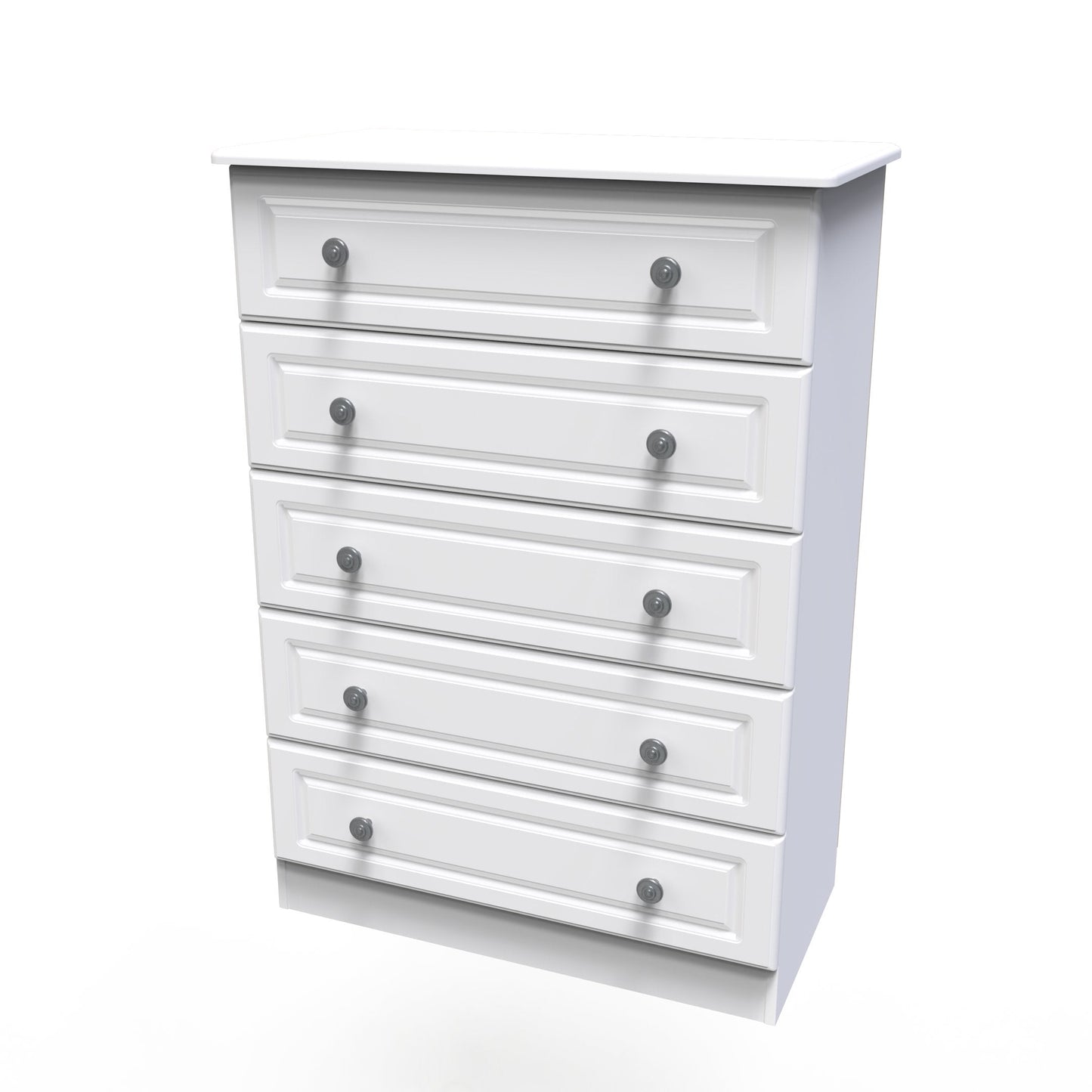 Pembroke Tall Chest of Drawers White 5 Drawers 77cm