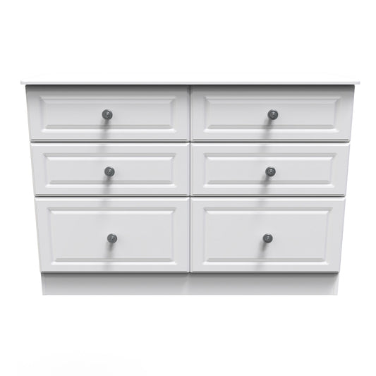 Pembroke Large Chest of Drawers White 6 Drawers 112cm