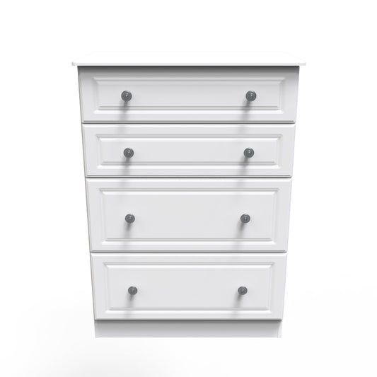 Pembroke Tall Chest of Drawers White 4 Drawers 77cm