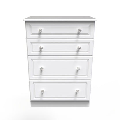 Pembroke Tall Chest of Drawers White 4 Drawers 77cm