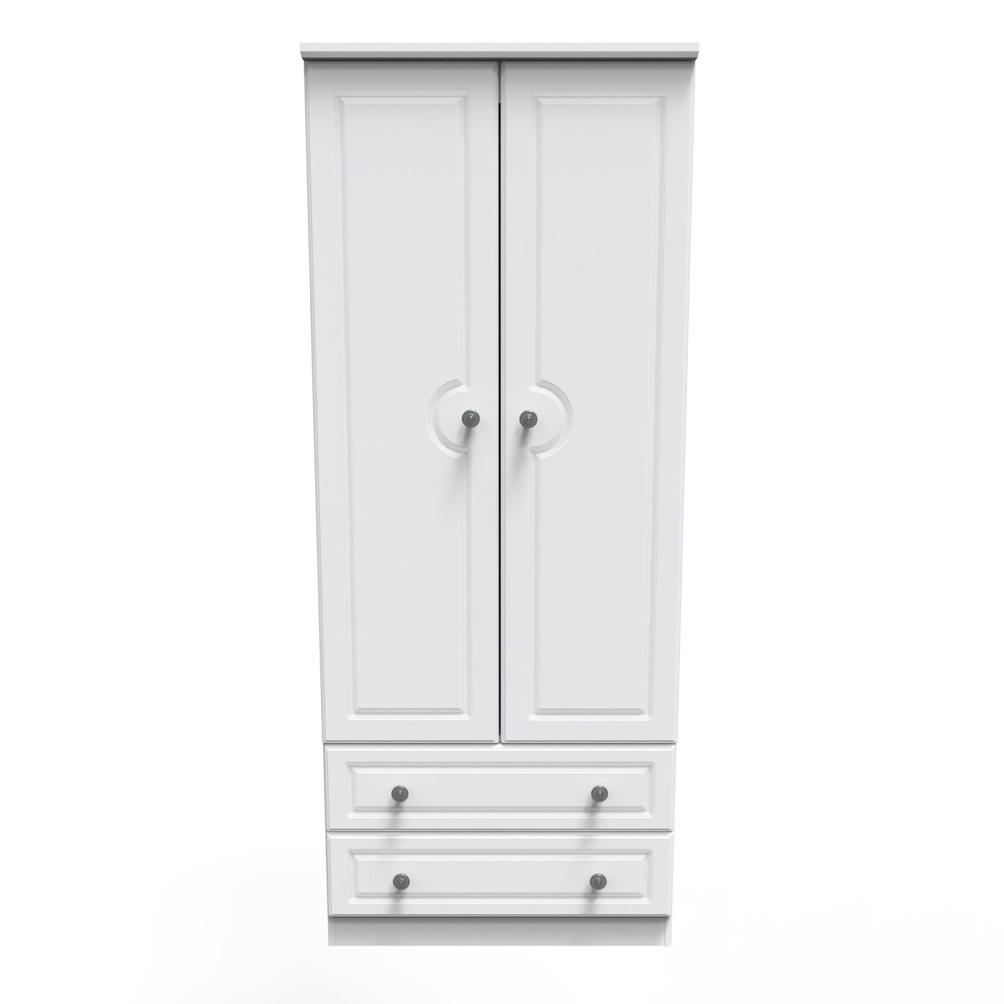 Pembroke Tall Wardrobe White 2 Doors 2 Drawers 74cm