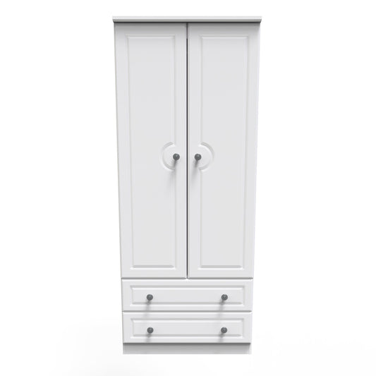 Pembroke Tall Wardrobe White 2 Doors 2 Drawers 74cm