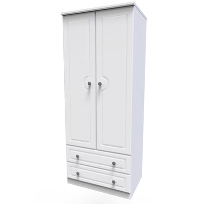 Pembroke Tall Wardrobe White 2 Doors 2 Drawers 74cm