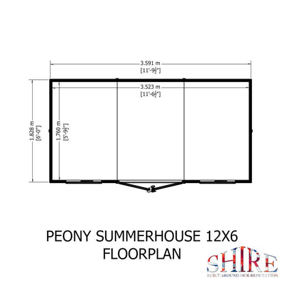Shire Peony 7' 4" x 12' 3" Pent Summerhouse - Premium Dip Treated Shiplap