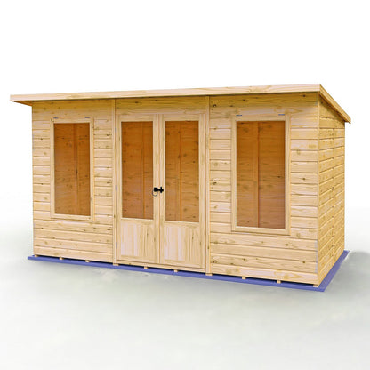 Shire Peony 7' 4" x 12' 3" Pent Summerhouse - Premium Dip Treated Shiplap