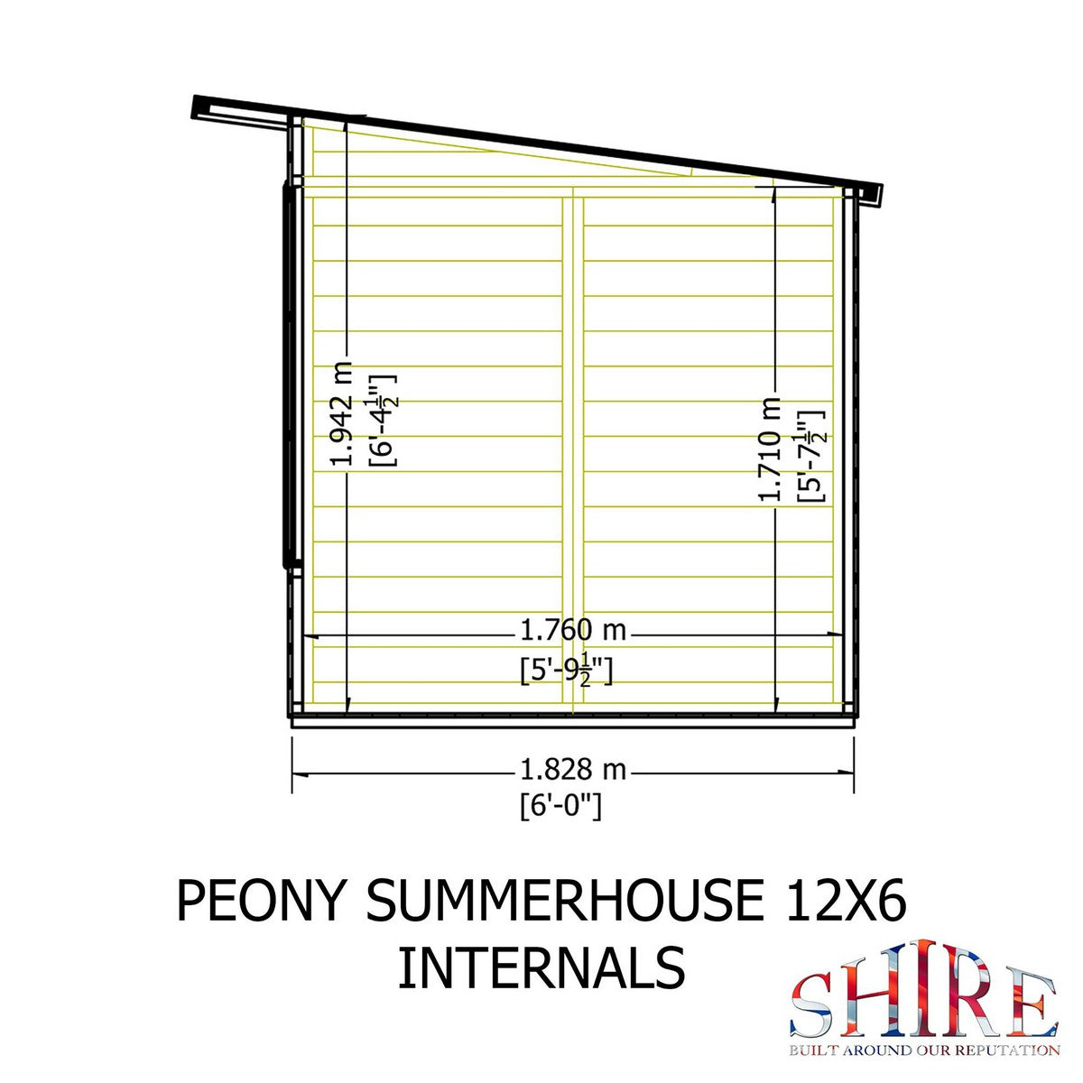 Shire Peony 7' 4" x 12' 3" Pent Summerhouse - Premium Dip Treated Shiplap