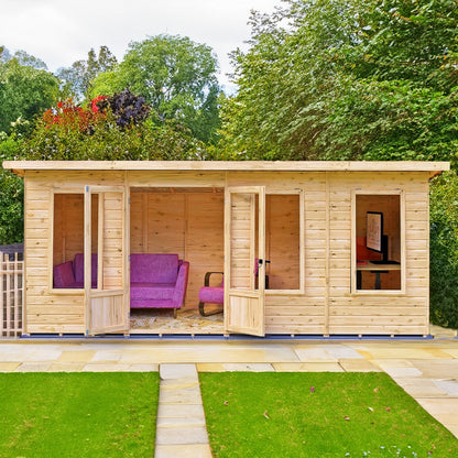 Shire Peony 7' 4" x 16' 2" Pent Summerhouse - Premium Dip Treated Shiplap Primary Image